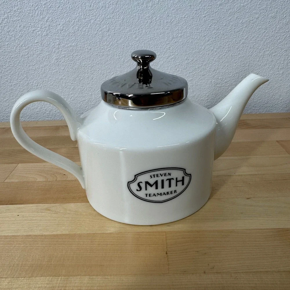 Steven Smith Teamaker White Ceramic Teapot with Stainless‎ Steel Infuser & Lid